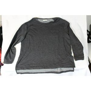 Magellan Outdoors Classic Fit 1X Women's Grey Longsleeve Tunic Tshirt Split Side